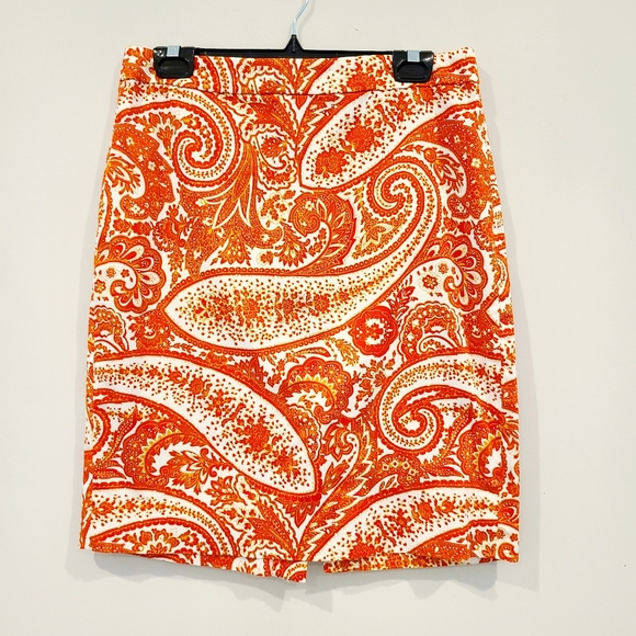 J. Crew Factory Dresses & Skirts - J.crew Factory The Pencil Skirt In Orange Paisley Floral Print